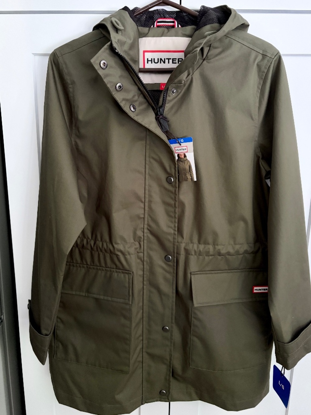 Hunter Anorak Hooded Jacket, Women's Lightweight Jacket, Olive Green Size L, NEW